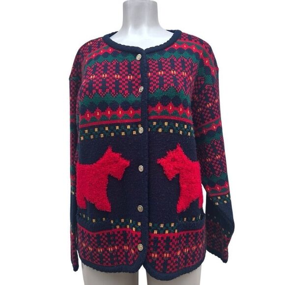 Vtg Paquette Byer California Sweater Large Multicolor Fair Isle Boucle Terrier - Picture 1 of 11